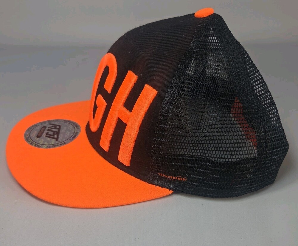 HIGH -Black Orange Original Snapback Hat Men's Adjustable Flat BILL ADJ - Picture 4 of 6